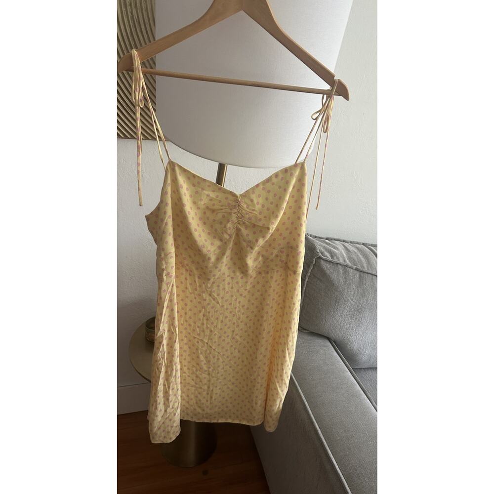 Mango Yellow Polka Dot Smoked Femenine Sundress Size XXL 90’s Spring Summer